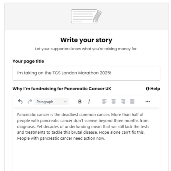 A write your story textbox