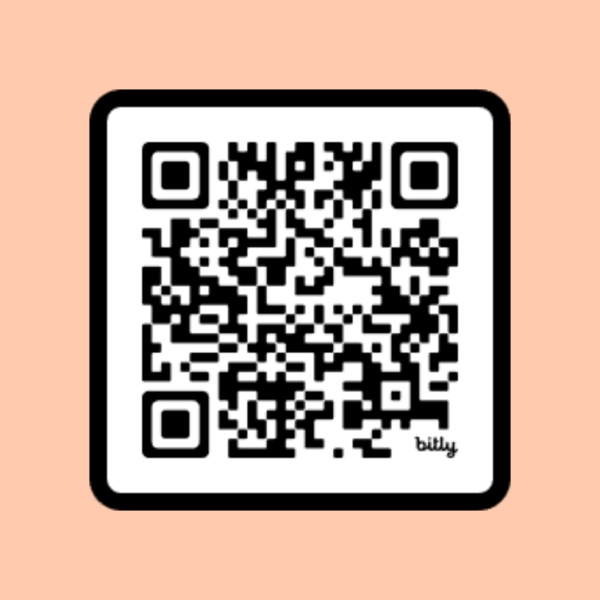 A QR code on a coral background