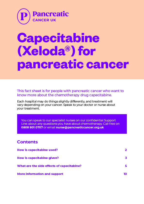 Image of the front cover of the capecitabine fact sheet