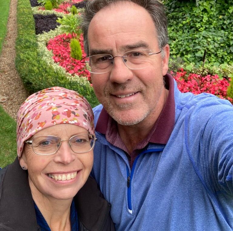 Man and woman selfie, smiling to camera