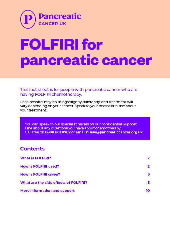 Front cover of FOLFIRI fact sheet