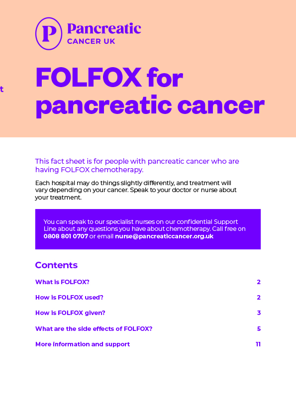 front cover of the FOLFOX fact sheet